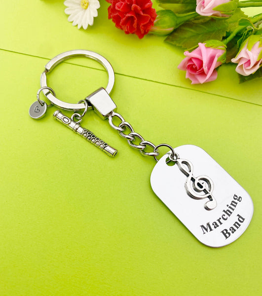 Best Christmas Gift for School Marching Band, Flute Keychain, Music Instrument Flute Personalized Customized Jewelry, D340