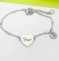 Yaya Gifts, Yaya Bracelet, Stainless Steel Heart Bracelet, Yaya Jewelry, Mother's Day Gift, Personalized Gifts, D263