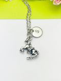 Silver Horse Charm Necklace Best Christmas Gift for Equestrian, Personalized Customized Monogram Jewelry, N5403