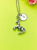 Silver Horse Charm Necklace Best Christmas Gift for Equestrian, Personalized Customized Monogram Jewelry, N5403