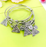 Pizza Slice Bracelet, Personalized Initial Charm, Best Friend Gift