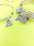 Pizza Slice Bracelet, Personalized Initial Charm, Best Friend Gift