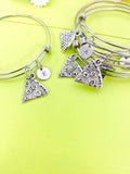 Pizza Slice Bracelet, Personalized Initial Charm, Best Friend Gift