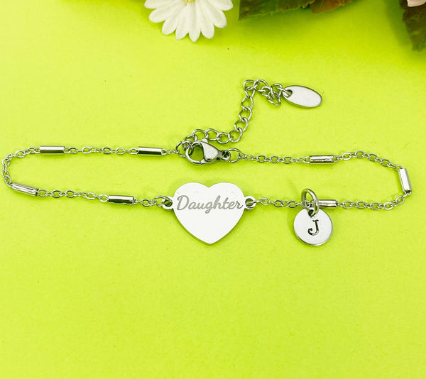 Daughter Bracelet, Stainless Steel Heart Bracelet, Daughter Jewelry, Personalized Gifts Best Christmas Gift for Daughter, D270
