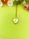 Gold Heart Locket Necklace Best Christmas Gift Granddaughter, Personalized Customized Monogram, Keepsake Photo Frame, D349