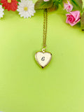 Gold Heart Locket Necklace Best Christmas Gift Granddaughter, Personalized Customized Monogram, Keepsake Photo Frame, D349