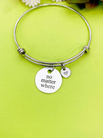 Silver No Matter Where Bracelet Personalized Customized Monogram Jewelry, D358