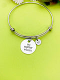 Silver No Matter Where Bracelet Personalized Customized Monogram Jewelry, D358