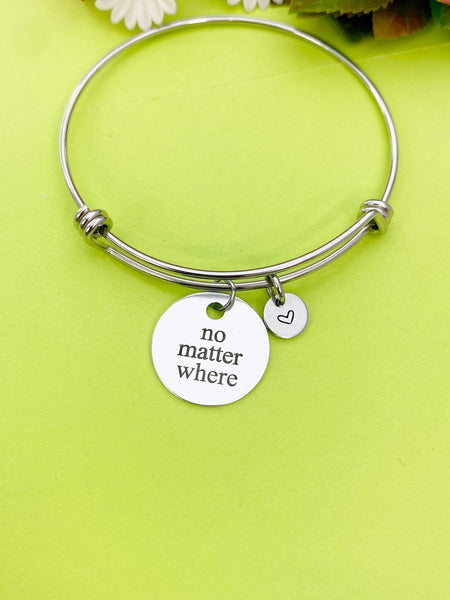 Silver No Matter Where Bracelet Personalized Customized Monogram Jewelry, D358