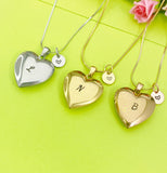Heart Locket Necklace Personalized Customized Monogram, D362