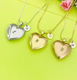 Heart Locket Necklace Personalized Customized Monogram, D362