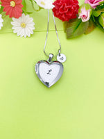 Stainless Steel Heart Locket Necklace, Personalized Customized Monogram, D363