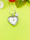 Stainless Steel Heart Locket Necklace, Personalized Customized Monogram, D363