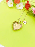 Rose Gold Heart Locket Necklace Personalized Customized Monogram, D365