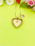 Rose Gold Heart Locket Necklace Personalized Customized Monogram, D365