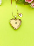 Rose Gold Heart Locket Necklace Personalized Customized Monogram, D365