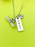 Silver Graduation Necklace Personalized Customized Monogram Jewelry, D366