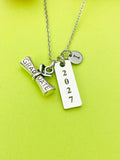 Silver Graduation Necklace Personalized Customized Monogram Jewelry, D366