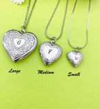 Best Christmas Gift Silver Heart Flower Locket Pendant Necklace, Love Necklace, Keepsake Photo Frame Charm, Stainless Steel Locket, D324