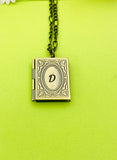 Best Christmas Gift Bronze Book Locket Necklace Personalized Customized Monogram Jewelry, D325