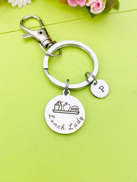 School Lunch Lady Keychain Personalized Customized Monogram Jewelry, D133C