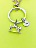 Personalized Sewing Machine Keychain, Initial Charm, Seamstress Gift