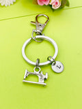Personalized Sewing Machine Keychain, Initial Charm, Seamstress Gift
