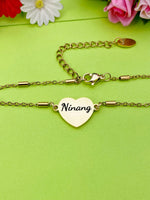 Best Christmas Gift for Ninang, Gold Ninang Bracelet, Ninang Jewelry, Ninang Gift, Personalized Customized Monogram D276A