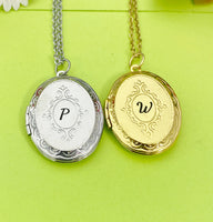 Christmas Gift for Mom, Grandmother, Great Grandma, Aunt, Nana, Gold Locket Necklace, Keepsake Photo Frame Charm, D319