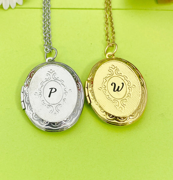 Christmas Gift for Mom, Grandmother, Great Grandma, Aunt, Nana, Gold Locket Necklace, Keepsake Photo Frame Charm, D319