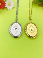 Christmas Gift for Mom, Grandmother, Great Grandma, Aunt, Nana, Gold Locket Necklace, Keepsake Photo Frame Charm, D319