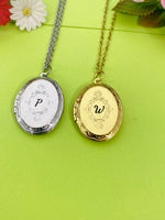 Christmas Gift for Mom, Grandmother, Great Grandma, Aunt, Nana, Gold Locket Necklace, Keepsake Photo Frame Charm, D319