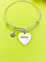 Best Christmas Gift for Nina, Stainless Steel Nina Bracelet, Nina Jewelry, Personalized Customized Monogram Jewelry, D333