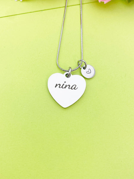 Christmas Gift for Nina, Stainless Steel Nina Necklace, Nina Jewelry, Personalized Customized Monogram Jewelry, D334