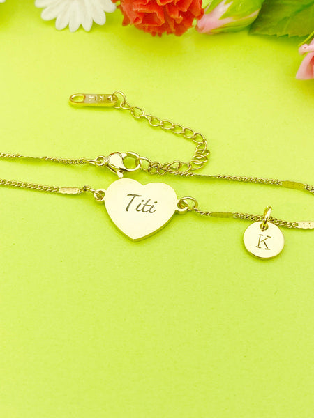 Best Christmas Gift for Titi, Gold Titi Bracelet, Stainless Steel Titi, Personalized Customized Monogram Jewelry, D335