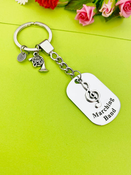 Marching Band French Horn Keychain, Best Christmas Gift for School Marching Band, Personalized Customized Jewelry, D346