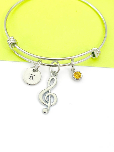 Treble Music Note Bracelet, Silver Treble Note Charm, Music Teacher Gift, Music Melody Charm, Personalized Gift, N1706