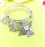 Pizza Slice Bracelet, Personalized Initial Charm, Best Friend Gift