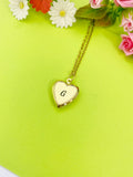 Gold Heart Locket Necklace Best Christmas Gift Granddaughter, Personalized Customized Monogram, Keepsake Photo Frame, D349