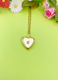 Gold Heart Locket Necklace Best Christmas Gift Granddaughter, Personalized Customized Monogram, Keepsake Photo Frame, D349