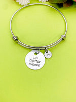 Silver No Matter Where Bracelet Personalized Customized Monogram Jewelry, D358