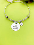Silver No Matter Where Bracelet Personalized Customized Monogram Jewelry, D358
