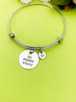 Silver No Matter Where Bracelet Personalized Customized Monogram Jewelry, D358