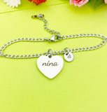 Best Christmas Gift for Nina, Stainless Steel Nina Bracelet Personalized Customized Monogram Jewelry, D360