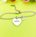 Best Christmas Gift for Nina, Stainless Steel Nina Bracelet Personalized Customized Monogram Jewelry, D360