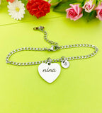 Best Christmas Gift for Nina, Stainless Steel Nina Bracelet Personalized Customized Monogram Jewelry, D360