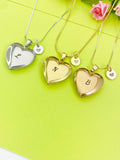 Heart Locket Necklace Personalized Customized Monogram, D362