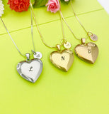 Heart Locket Necklace Personalized Customized Monogram, D362