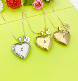 Heart Locket Necklace Personalized Customized Monogram, D362