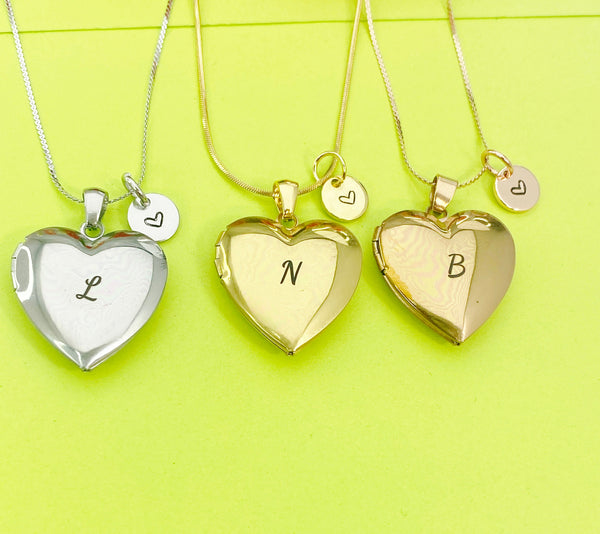 Heart Locket Necklace Personalized Customized Monogram, D362